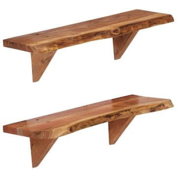 Vidaxl Stenske police 2 kosa 60x20x18 cm trden akacijev les