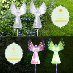 Netscroll Solarna svetilka v obliki angela, vrtna solarna svetilka, ki bo popestrila vaš vrt, potko ali teraso, vrna solarna luč je večbarvna, vodooporna, 8-10ur svetlobe, avtomatski priklop, Angels