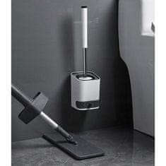 Silikonska antibakterijska WC ščetka s stojalom 42cm bela