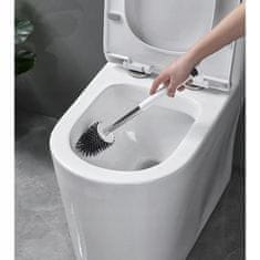 Silikonska antibakterijska WC ščetka s stojalom 42cm bela
