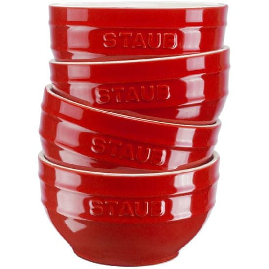 Staub serving 0,4 L 4 kosi rdeče keramične kuhinjske sklede