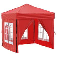 Vidaxl Zložljiv vrtni šotor s stranicami rdeč 2x2 m