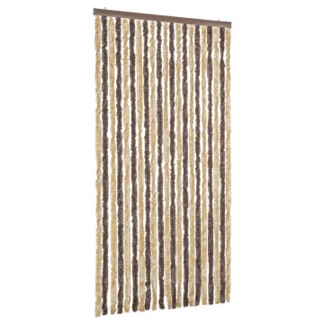 Vidaxl Zavesa proti mrčesu temno rjava in bež 90x220 cm šenilja