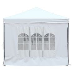 Vidaxl Zložljiv vrtni šotor s stranicami bel 3x6 m