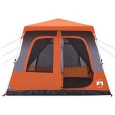Vidaxl Šotor za kampiranje za 8 oseb sivo oranžen za hitro postavitev