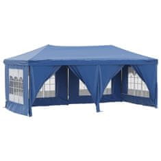 Vidaxl Zložljiv vrtni šotor s stranicami moder 3x6 m