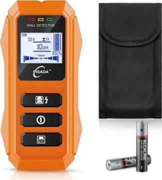 slomart Detektor kablov do 120 mm, iskalnik kablov z zaščitnim ohišjem, iskalnik električnih vodov, stenski detektor kovin, iskalnik kablov, stenski skener detektor 6v1 za lesene tramove/železne kovine/kable