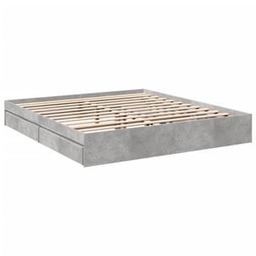 Vidaxl Posteljni okvir s predali betonsko siv 180x200cm inženirski les