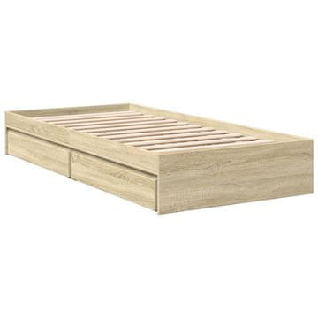 Vidaxl Posteljni okvir s predali sonoma hrast 90x200 cm inženirski les
