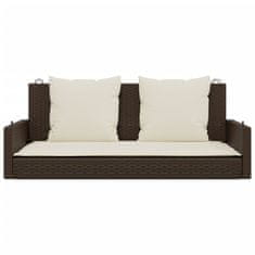 Vidaxl Gugalna klop z blazinami rjava 119x56x48 cm poli ratan