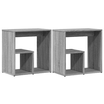 Vidaxl Stranska mizica 2 kosa siva sonoma 50x30x50 cm inženirski les