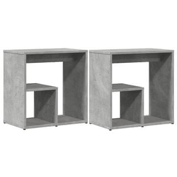 Vidaxl Stranska mizica 2 kosa betonsko siva 50x30x50 cm inženirski les