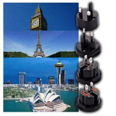 Dexxer Set univerzalnih električnih potovalnih adapterjev vtič EU all in one cel svet črn