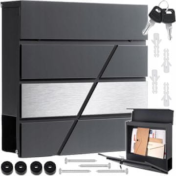 Dexxer Moderni poštni nabiralnik z režo za časopise antracit + inox X3