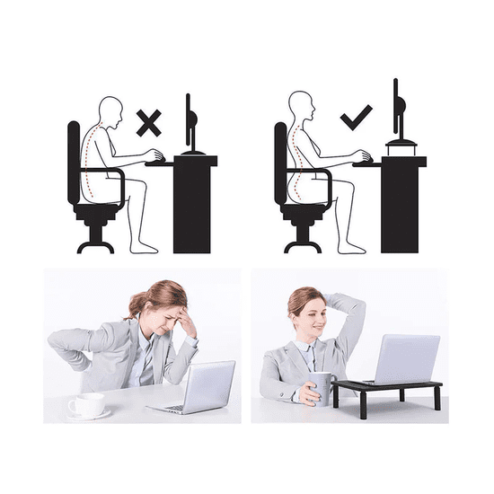 Maclean MC-493 Monitor- Og Laptopstand - Justerbar Højde (Ergonomi - View #11