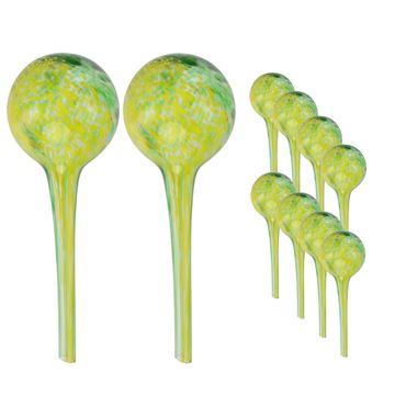 botle Komplet 10x steklenih razpršilnikov za namakanje Krogla za sobne rastline zeleno-rumena 200 ml