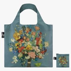 LOQI Zložljiva vrečka Van Gogh, Flower Pattern Blue Canvas, Recycled