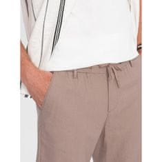 OMBRE Moške kratke hlače iz lanene mešanice svetlo rjave barve MDN125705 L