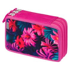 BAAGL Šolska torba za svinčnike s tremi nivoji Flamingos