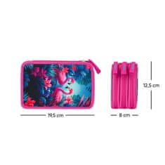 BAAGL Šolska torba za svinčnike s tremi nivoji Flamingos