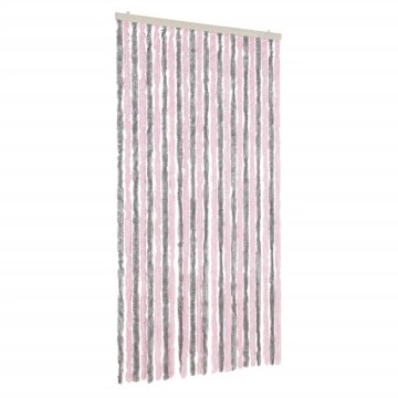Vidaxl Zavesa proti mrčesu srebrno siva in roza 100x220 cm šenilja