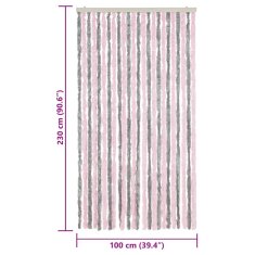 Vidaxl Zavesa proti mrčesu srebrno siva in roza 100x230 cm šenilja
