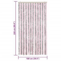 Vidaxl Zavesa proti mrčesu srebrno siva in roza 100x220 cm šenilja