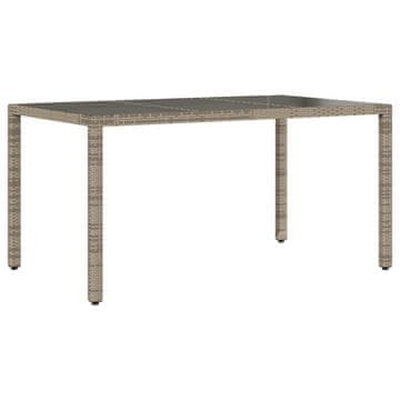 Vidaxl Vrtna miza s stekleno ploščo siva 150x90x75 cm poli ratan