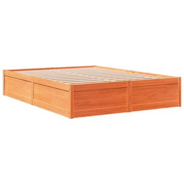 Vidaxl Posteljni okvir brez vzmetnice voščeno rjav 160x200 cm borovina