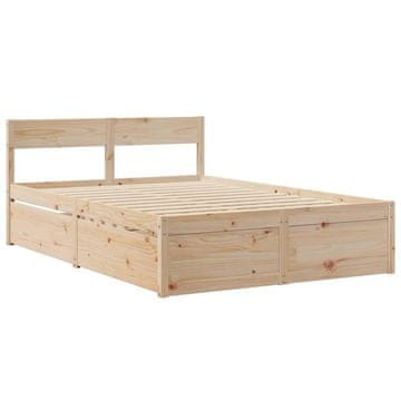 Vidaxl Posteljni okvir brez vzmetnice 135x190 cm trdna borovina