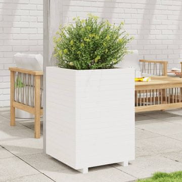 Vidaxl vidaXL Vrtno korito za sajenje bela 50x50x72,5 cm masivni borov les