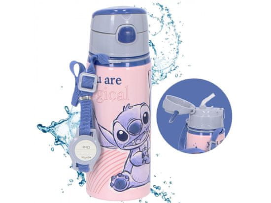 Disney Stitch Aluminijasta steklenica za vodo, steklenica z ustnikom, na traku 600 ml