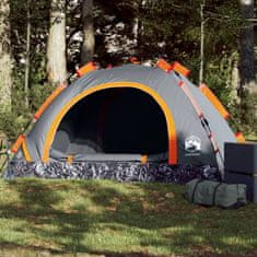 Vidaxl Šotor za kampiranje za 2 osebi sivo oranžen za hitro postavitev