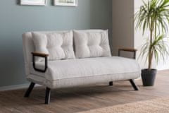 Atelier Del Sofa Raztegljiv kavč z dvema sedežema, Sando z dvema sedežema - tkanina Teddy - kremasta