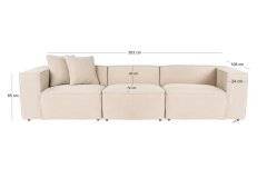 Atelier Del Sofa 3-sedežna zofa, Lora, 3 sedeži - breskev
