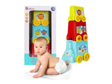 Bam Bam Izobraževalni vlakec z živalicami, izobraževalna igrača za otroke 6m+ Bam Bam