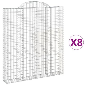 Vidaxl Obokane gabion košare 8 kos 200x30x220/240 cm pocinkano železo