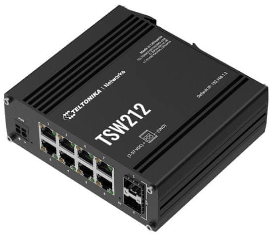 Teltonika TSW212 industrijsko upravljano stikalo L2, 8x 10/100/1000, 2x SFP, brez napajalnika