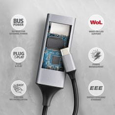 AXAGON ADE-TXPD, USB-C 3.2 Gen 1 - Gigabitna Ethernet omrežna kartica, Asix AX88179, PD 100W, samodejna namestitev