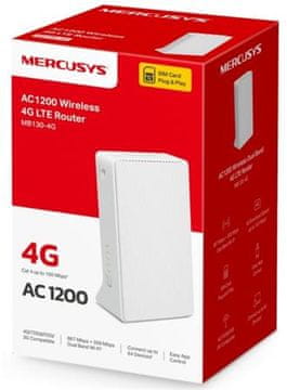 Mercusys MB130-4G - Modem in usmerjevalnik AC1200 4G LTE, 2x vrata LAN