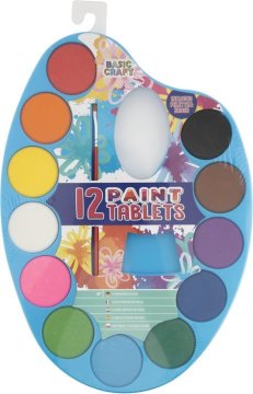 Grafix Paleta z vodnimi barvami in čopičem Modra