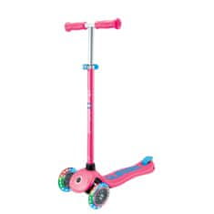 Globber Scooter Otroški tricikel Plus - Primo Plus luči V2 Fuksija roza svetleča kolesa