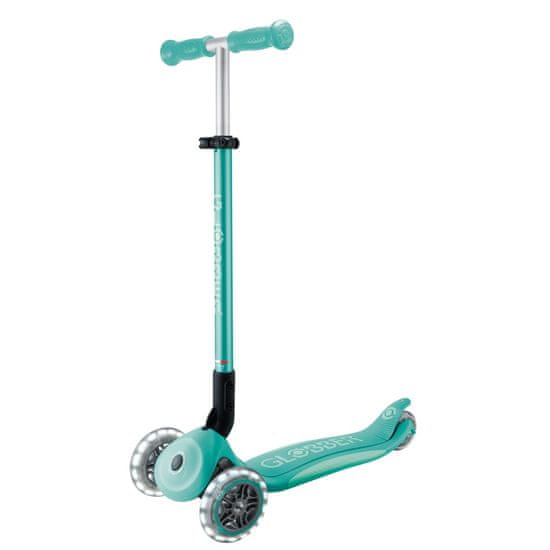 Globber Scooter Otroški tricikel Plus - Primo zložljiv Plus luči V2 Dark Mint svetleča kolesa