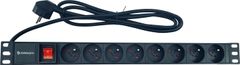 Conexpro Razdelilna plošča 19" 8x230V, 16A, črna, kabel 1,4 m, aluminij