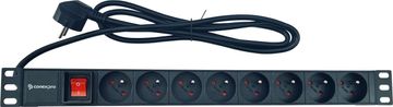 Conexpro Razdelilna plošča 19" 8x230V, 16A, črna, kabel 1,4 m, aluminij