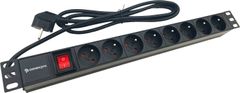 Conexpro Razdelilna plošča 19" 8x230V, 16A, črna, kabel 1,4 m, aluminij