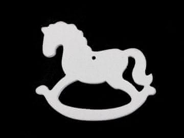 Leseni okraski Božič snežinke, zvezda, drevo, zvonec, konj, severni jelen za obešanje / lepljenje - beli konj (6 kosov)