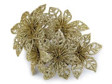 Božična zvezda na žici z bleščicami, zlata (72 kosov)