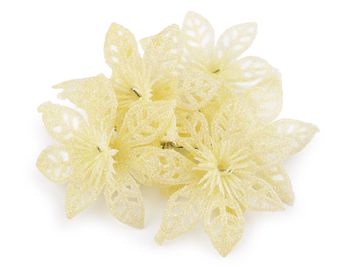 Božična zvezda na žici z bleščicami - vanilija (6 kosov)