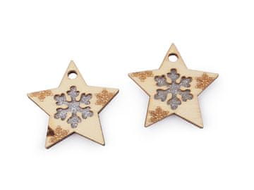 Lesen okrasek za drevo, snežinka z bleščicami za obešanje - naravna zvezda (2 kosa)